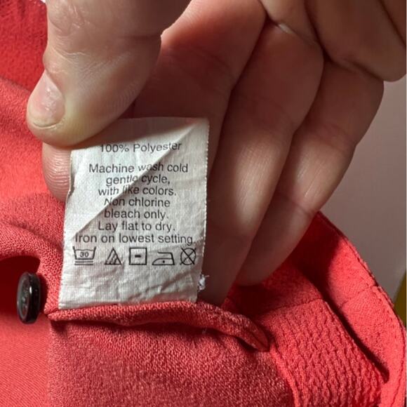 Madewell Womens Blouse Orange Short Sleeve Crew Neck Keyhole Hi Low Top, M - Picture 12 of 12